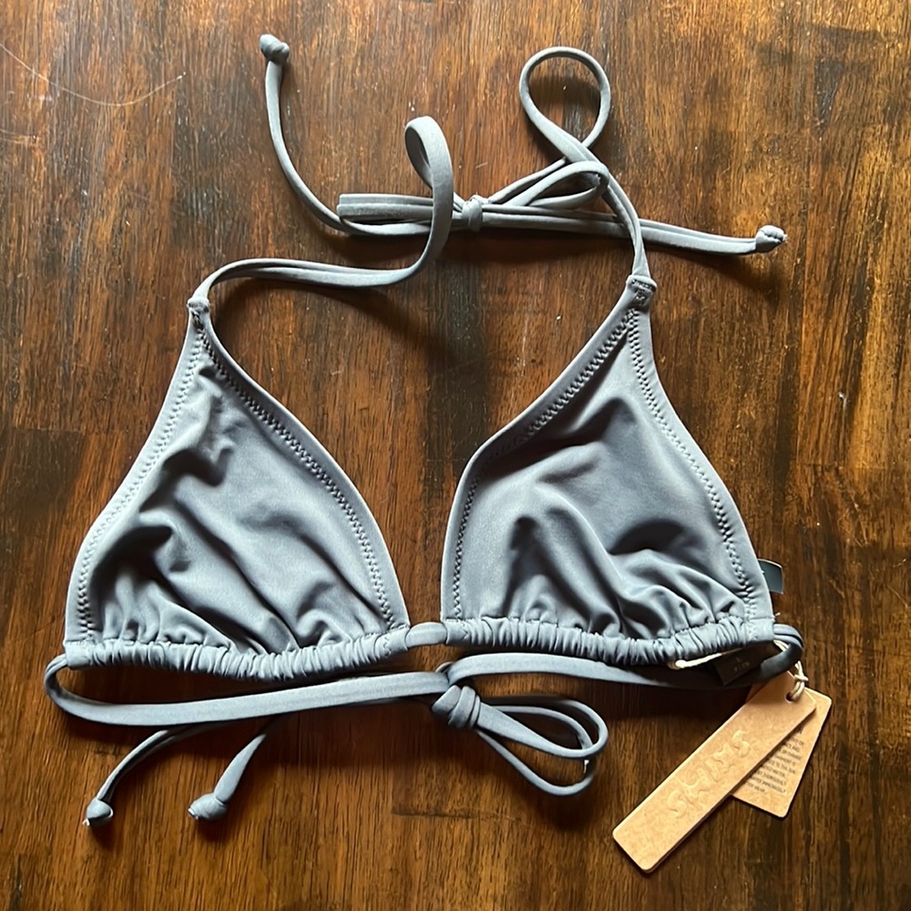 SKIMS Grey Triangle String Bikini Top
